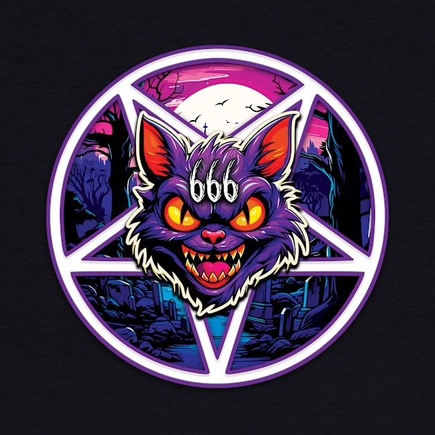 Devil Cat 666 Pentagram by Gothic Museum